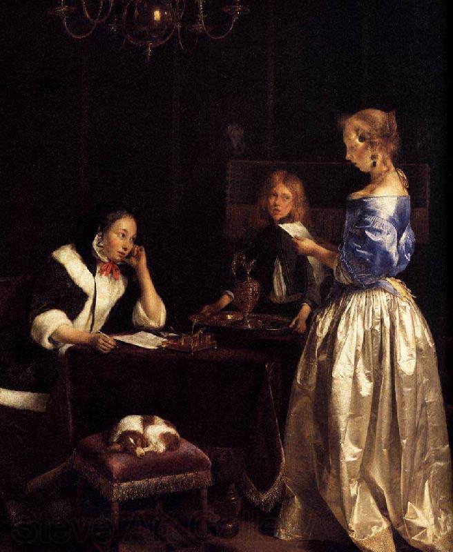 Gerard ter Borch the Younger Woman Reading a Letter Norge oil painting art